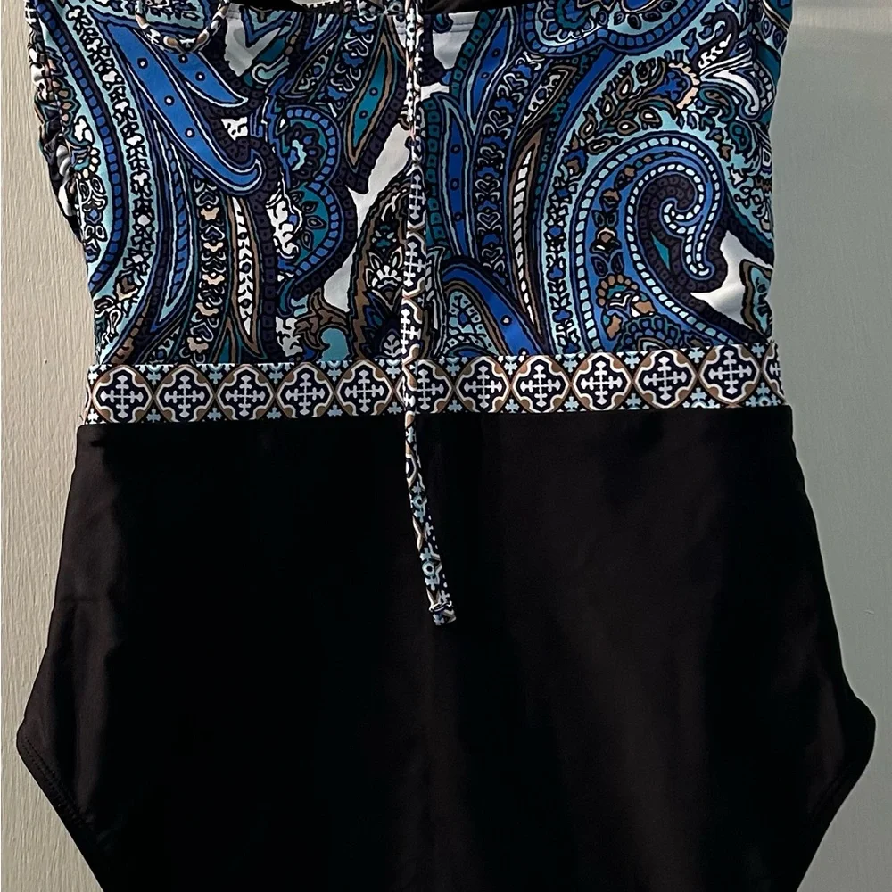 Coastal Blue ladies One Piece Swimsuit with open front Size S (4-6)